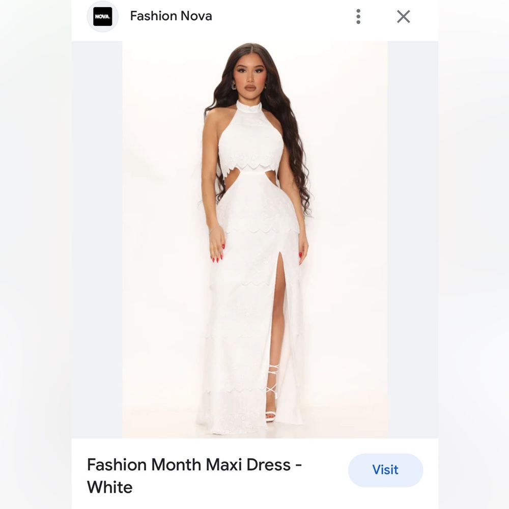 Fashion Nova White Halter Cutout Maxi Dress